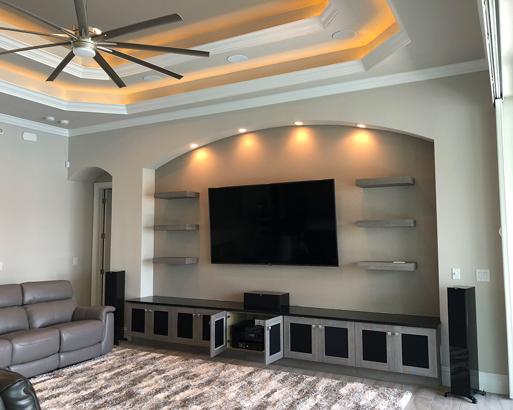 home audio installed at entertainment room with smart tv fort myers fl